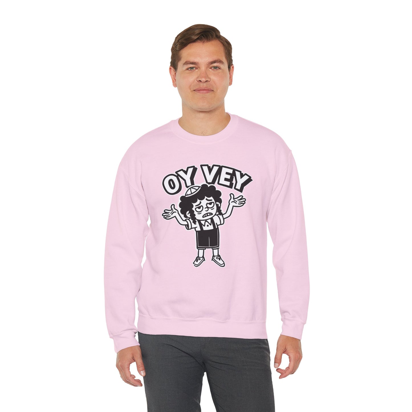 Oy Vey Tired Kid - Adult Sweatshirt Funny Gift for Food Lovers, Cozy Crewneck for Everyday Wear, Perfect for Holidays & Casual Events