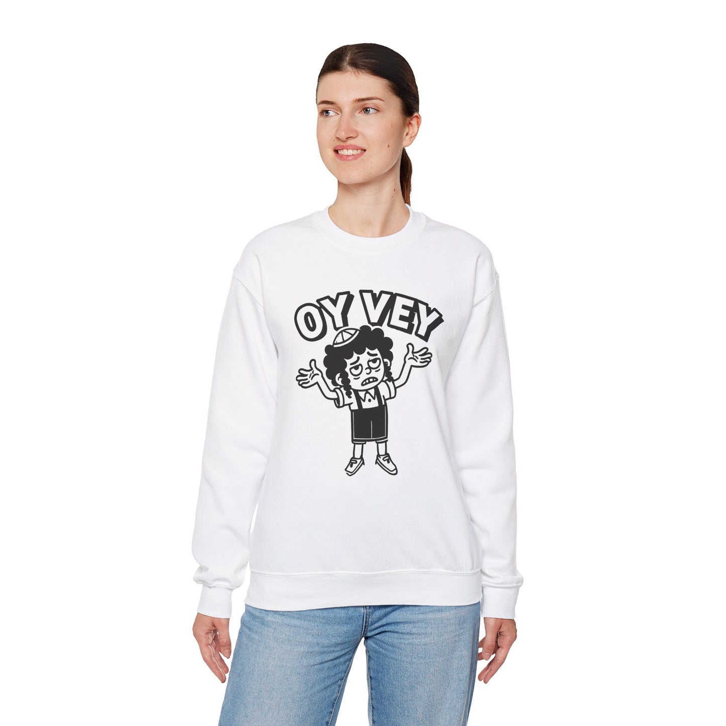 Oy Vey Tired Kid - Adult Sweatshirt Funny Gift for Food Lovers, Cozy Crewneck for Everyday Wear, Perfect for Holidays & Casual Events