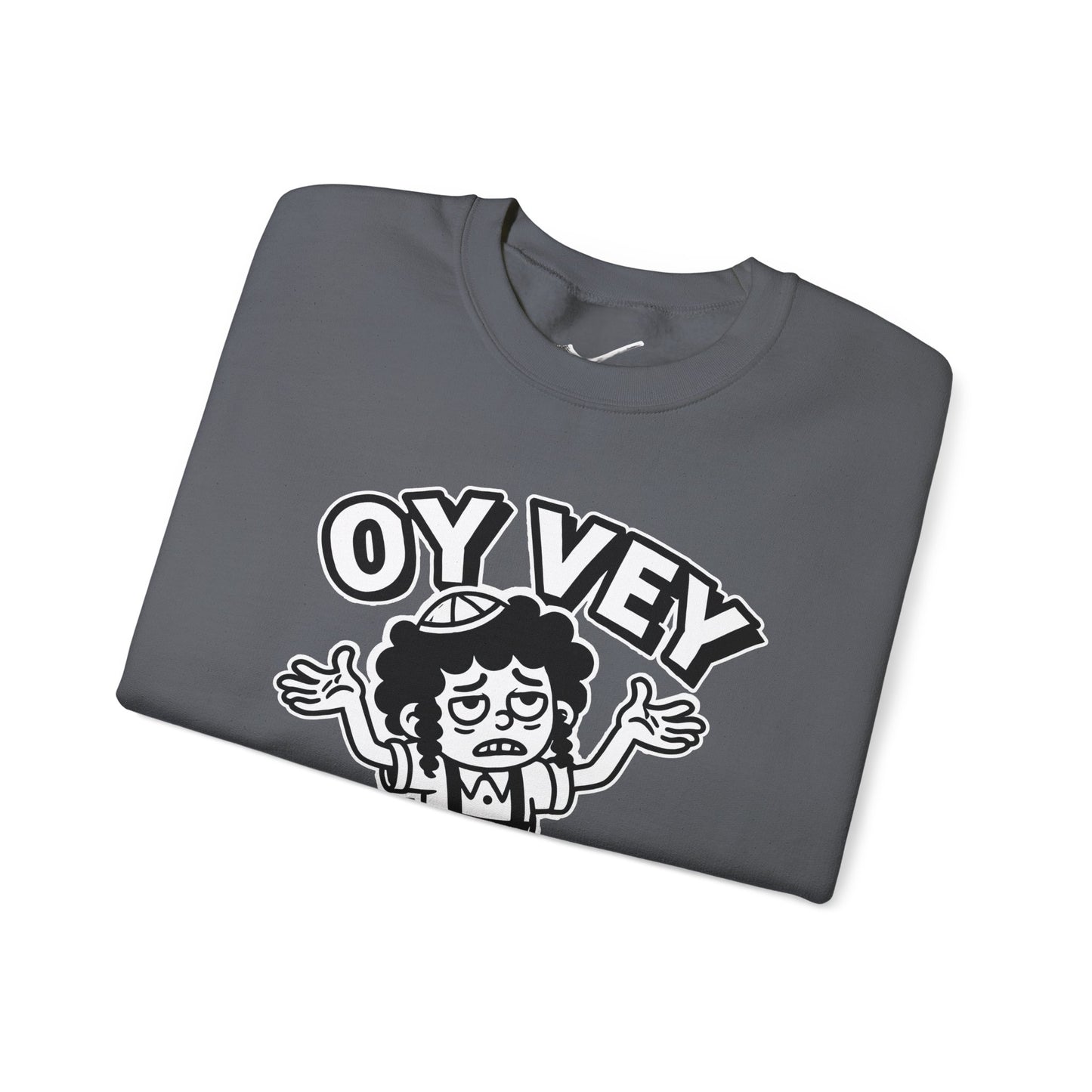 Oy Vey Tired Kid - Adult Sweatshirt Funny Gift for Food Lovers, Cozy Crewneck for Everyday Wear, Perfect for Holidays & Casual Events