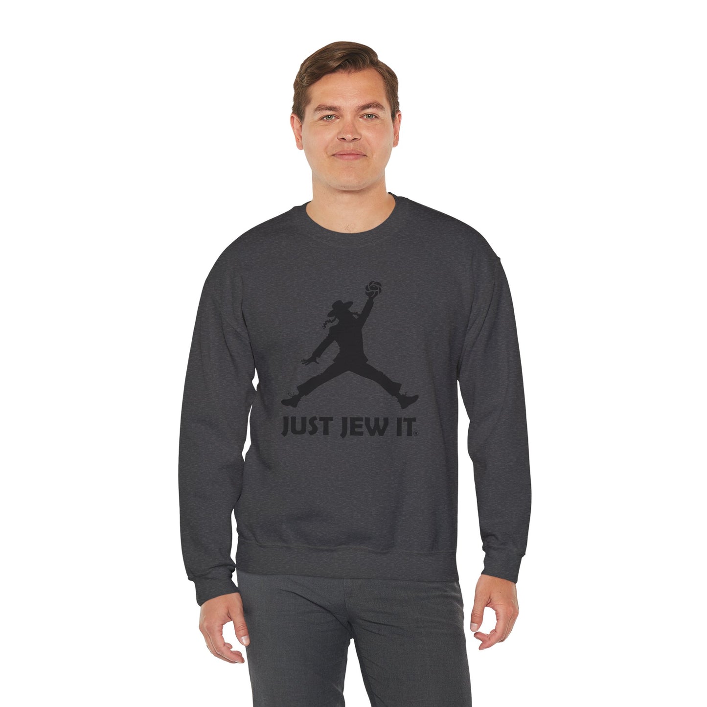 Just Jew It® Official Sweatshirt - Jumping Man with Challa Bread