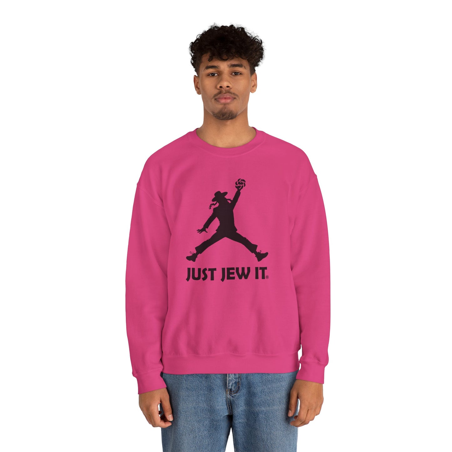 Just Jew It® Official Sweatshirt - Jumping Man with Challa Bread