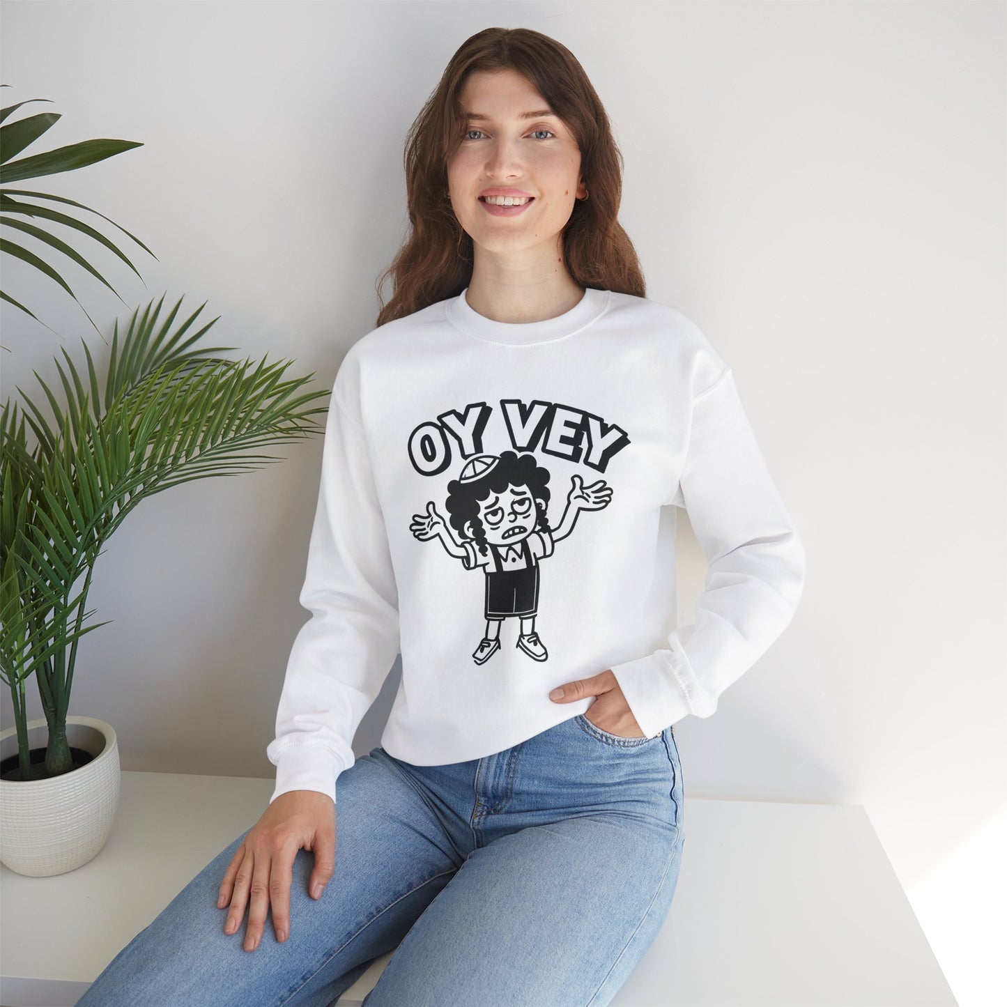 Oy Vey Tired Kid - Adult Sweatshirt Funny Gift for Food Lovers, Cozy Crewneck for Everyday Wear, Perfect for Holidays & Casual Events