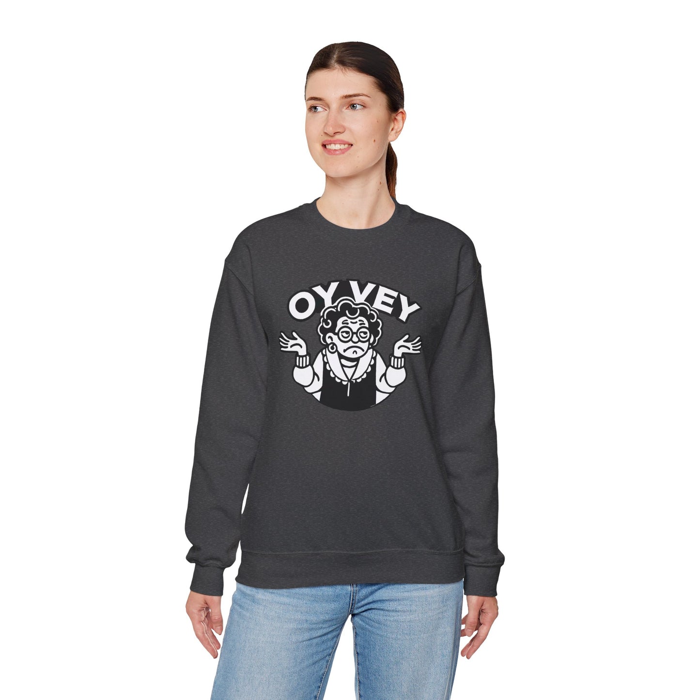 Oy Vey All Day - Granny Shrug Sweater Funny Gift for Food Lovers, Cozy Crewneck for Everyday Wear, Perfect for Holidays & Casual Events
