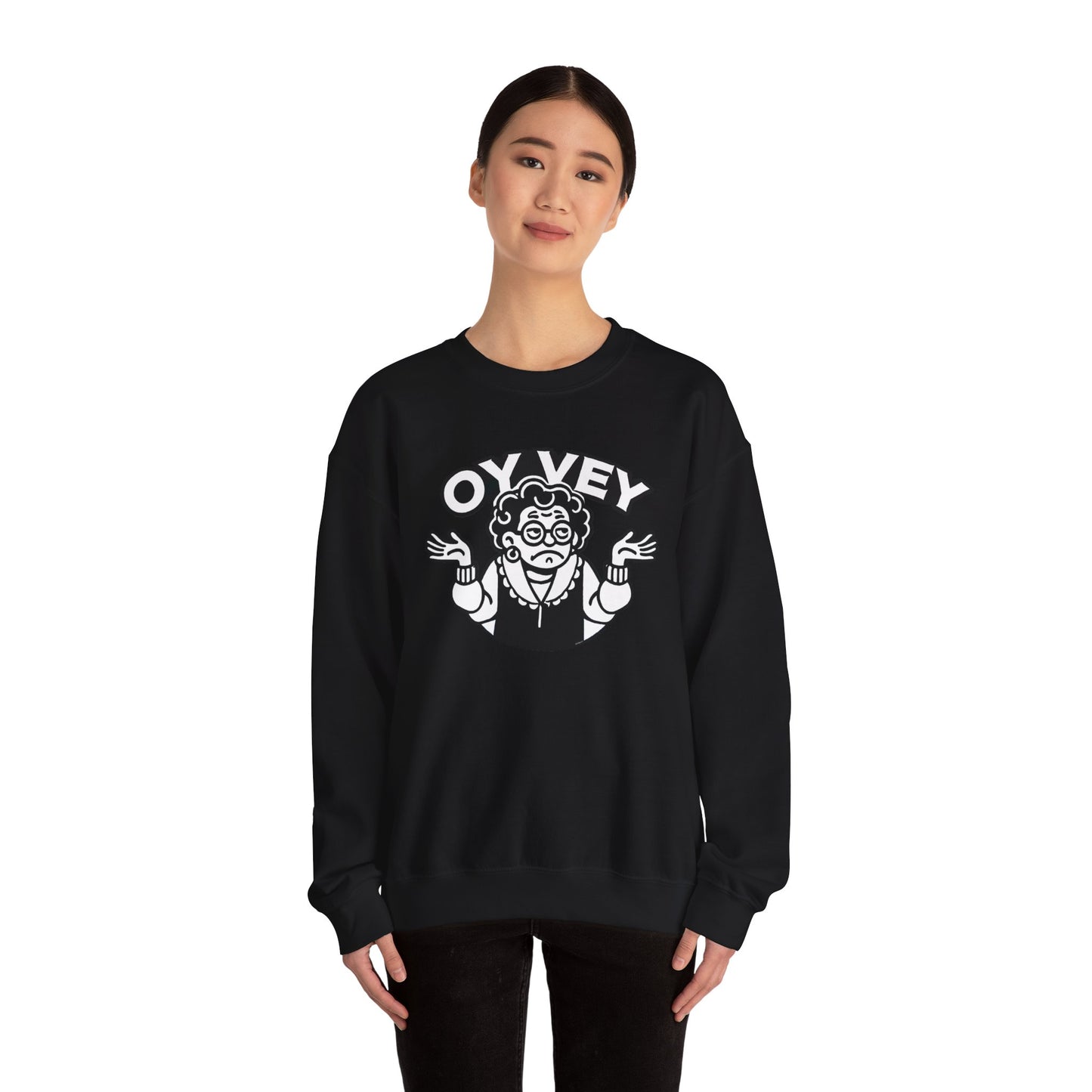 Oy Vey All Day - Granny Shrug Sweater Funny Gift for Food Lovers, Cozy Crewneck for Everyday Wear, Perfect for Holidays & Casual Events