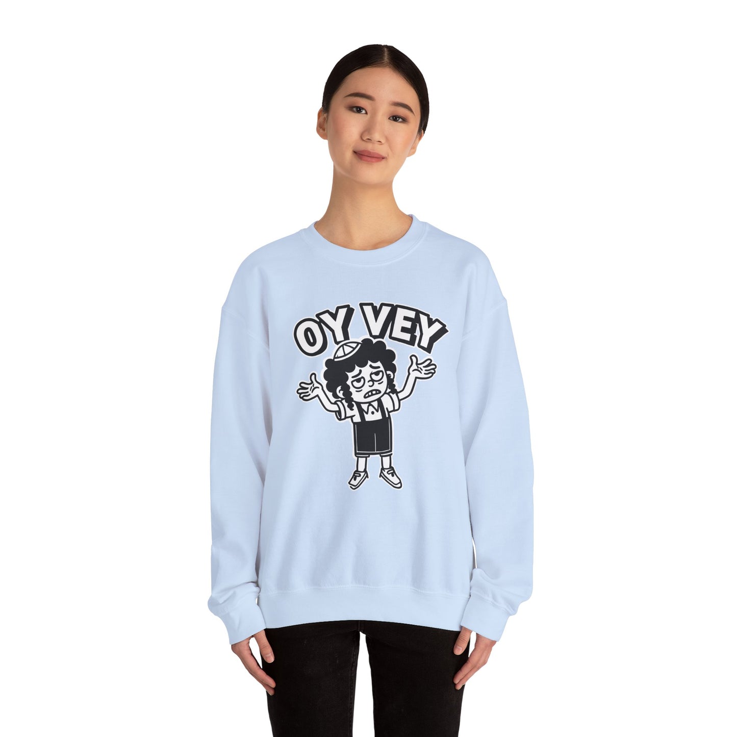 Oy Vey Tired Kid - Adult Sweatshirt Funny Gift for Food Lovers, Cozy Crewneck for Everyday Wear, Perfect for Holidays & Casual Events