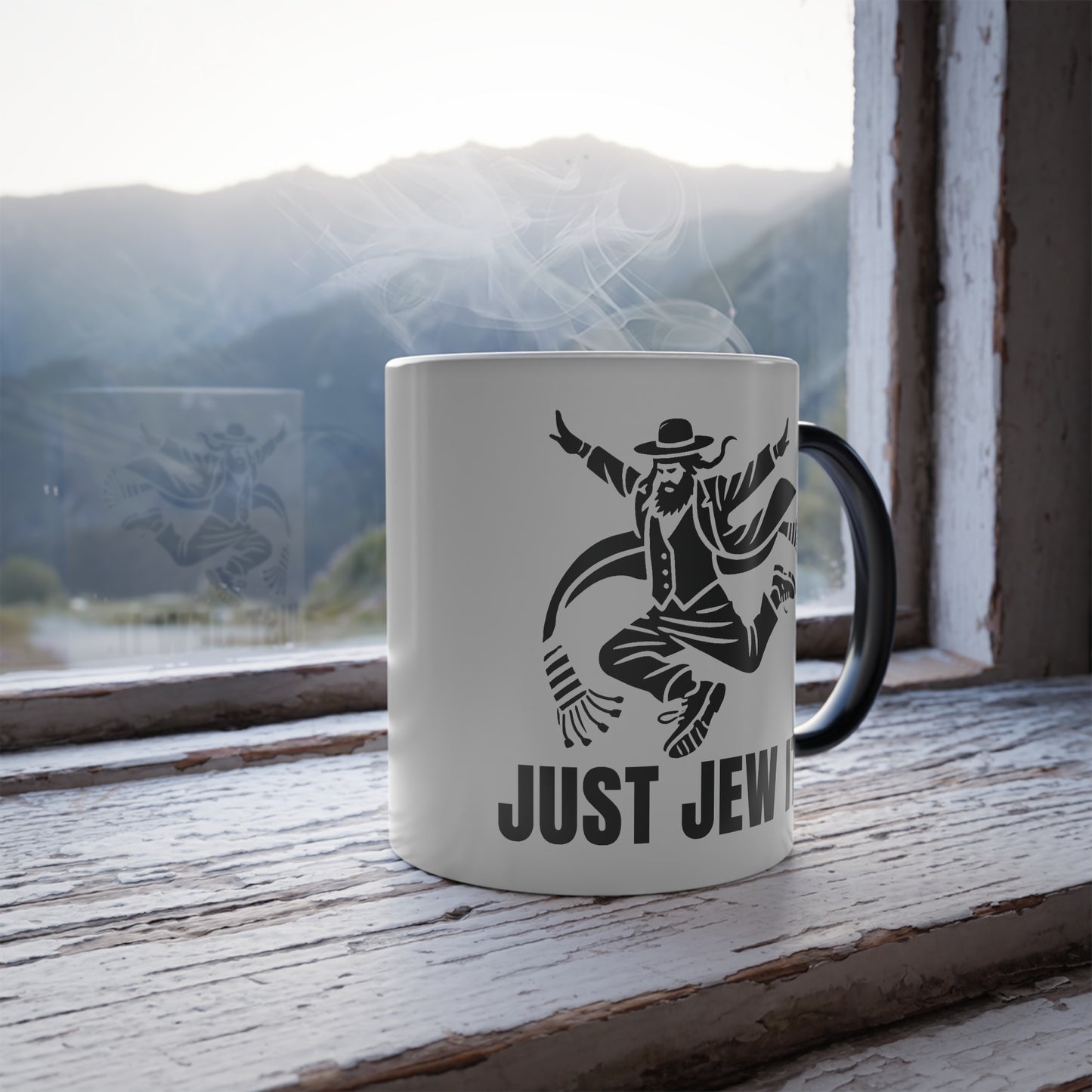 Color Morphing Mug - Just Jew It® Official Rabbi Mug, Heat Sensitive Ceramic Cup for Coffee & Tea, Rabbi Design Gifts, Religious Coffee