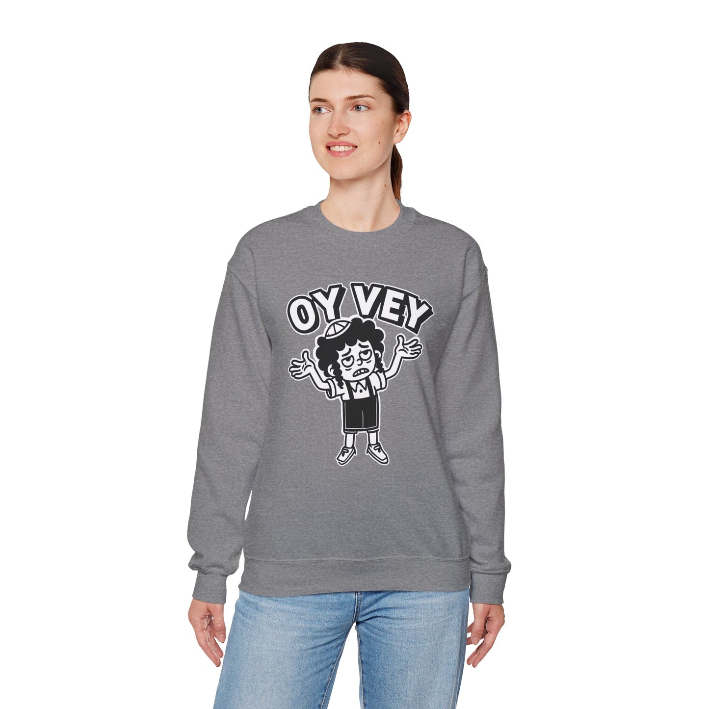 Oy Vey Tired Kid - Adult Sweatshirt Funny Gift for Food Lovers, Cozy Crewneck for Everyday Wear, Perfect for Holidays & Casual Events