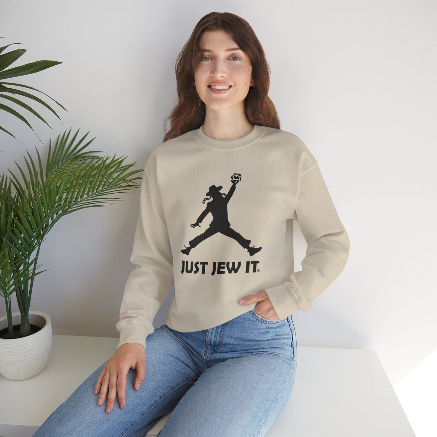 Just Jew It® Official Sweatshirt - Jumping Man with Challa Bread