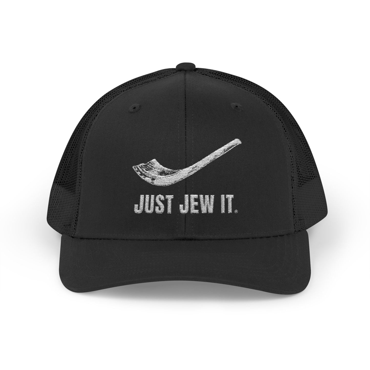 Embroidered Just Jew It® Official Snapback Trucker Cap - Stylish Mesh Hat for Jewish Culture & Pride