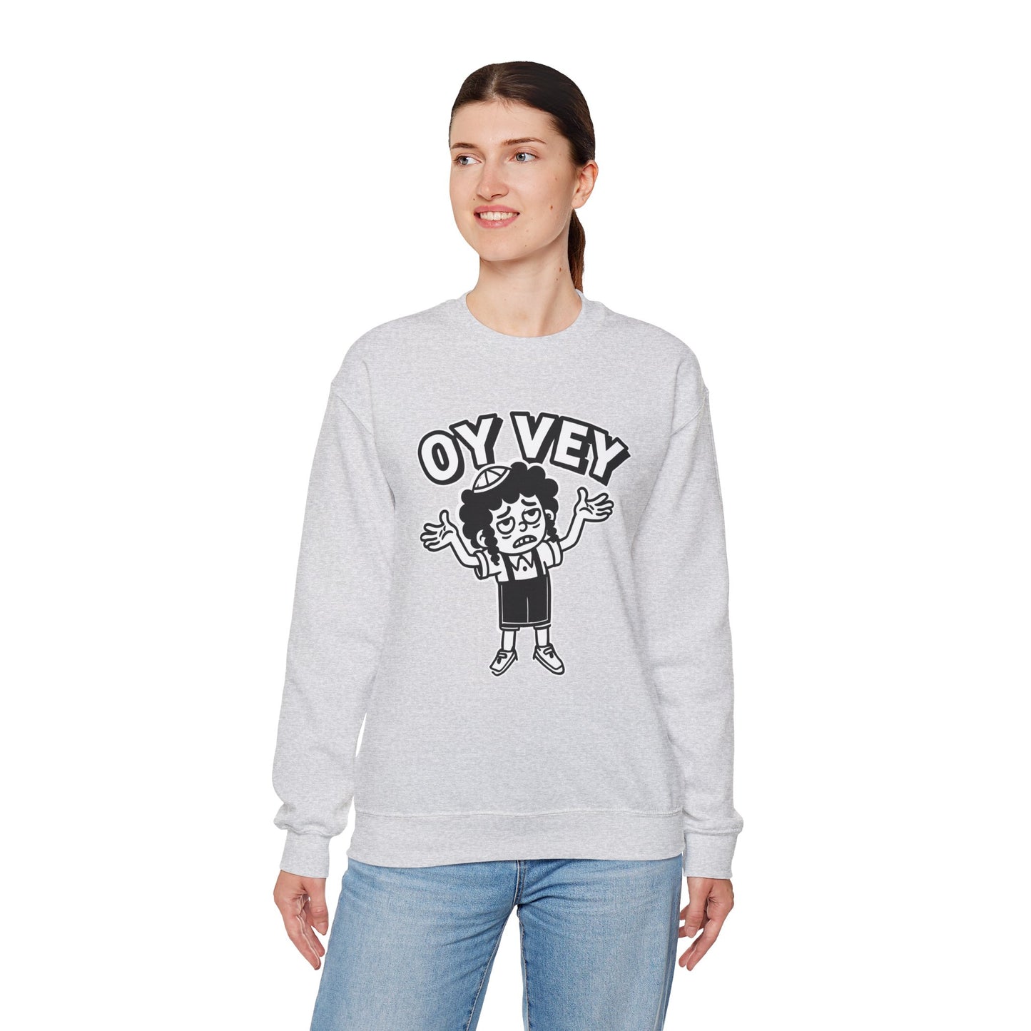 Oy Vey Tired Kid - Adult Sweatshirt Funny Gift for Food Lovers, Cozy Crewneck for Everyday Wear, Perfect for Holidays & Casual Events