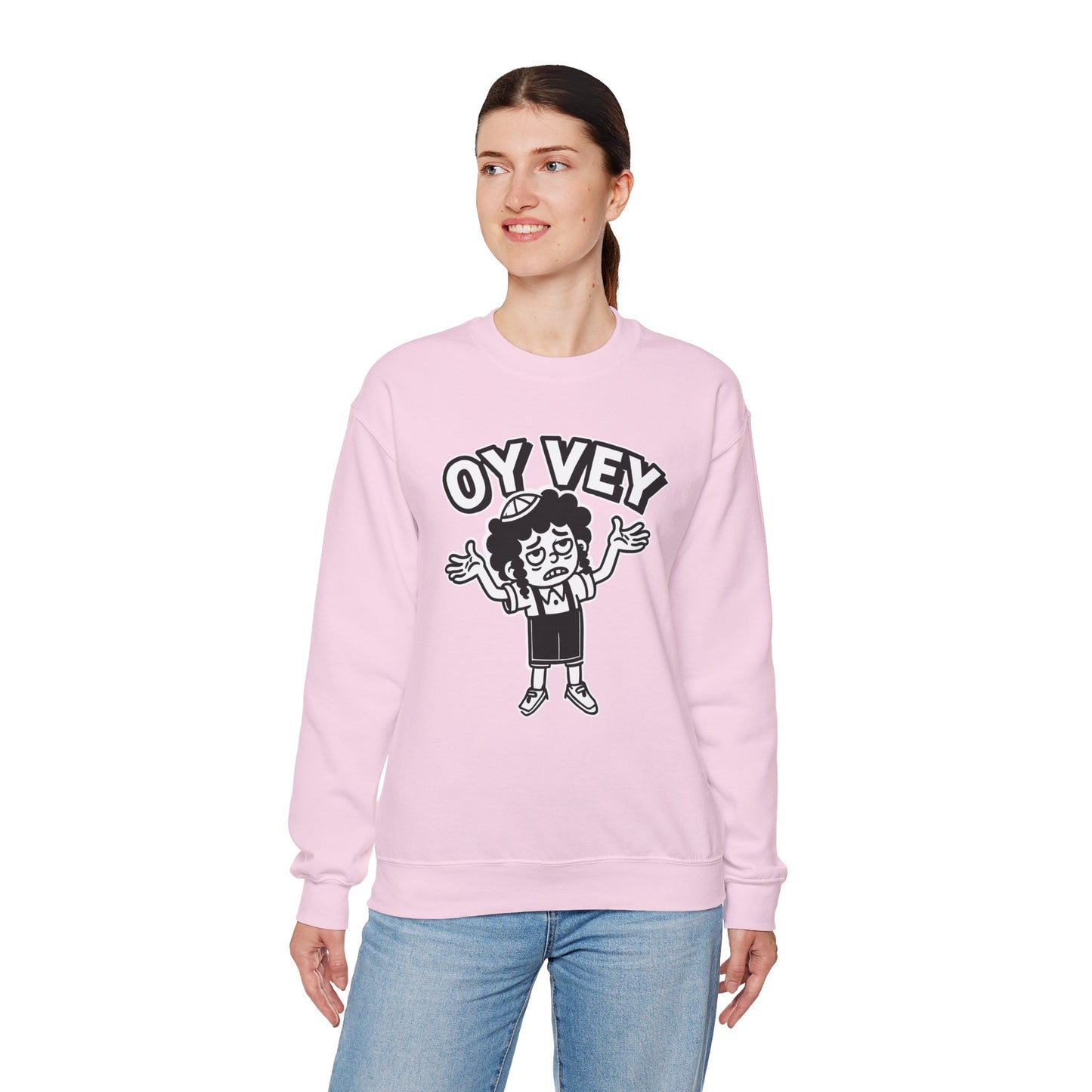 Oy Vey Tired Kid - Adult Sweatshirt Funny Gift for Food Lovers, Cozy Crewneck for Everyday Wear, Perfect for Holidays & Casual Events