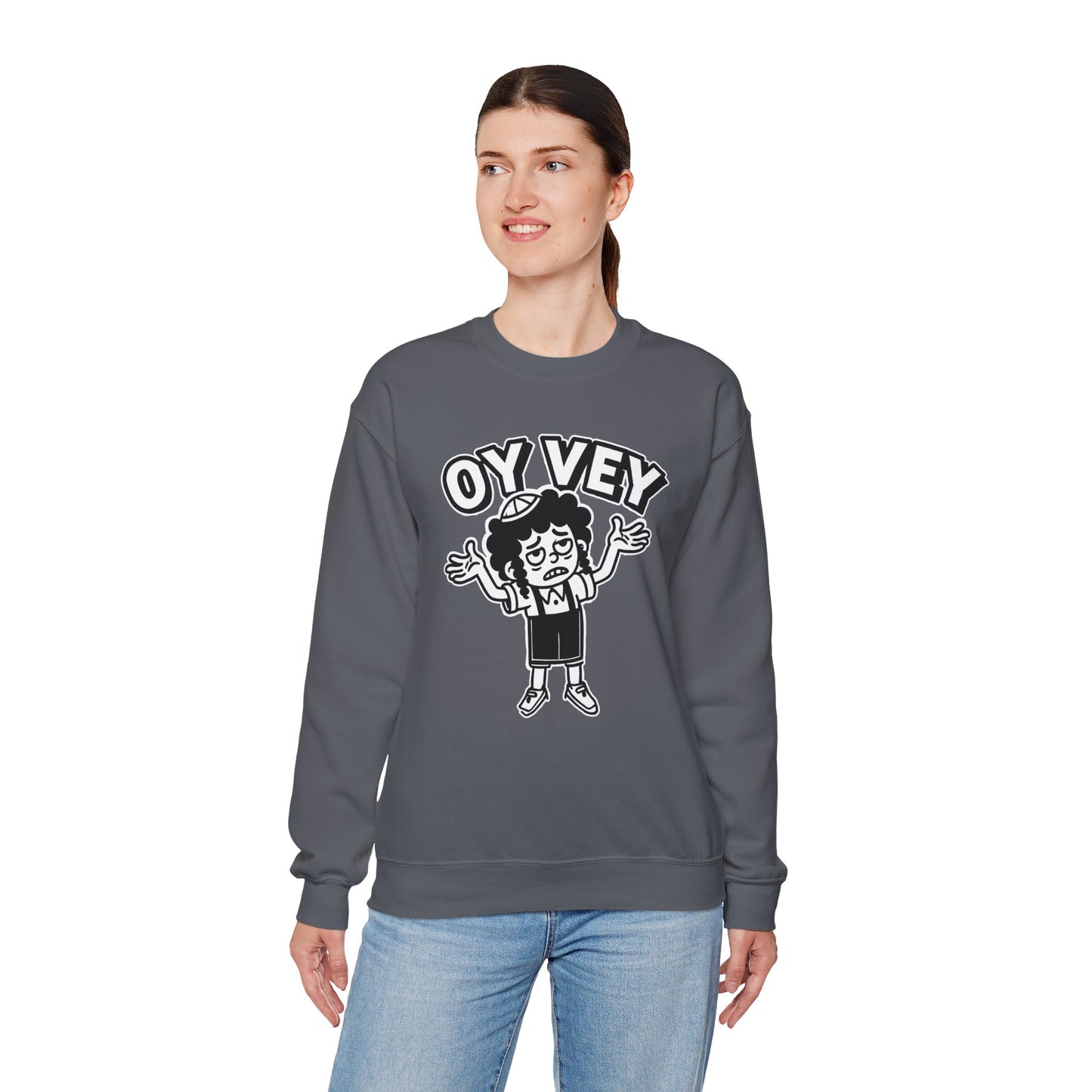 Oy Vey Tired Kid - Adult Sweatshirt Funny Gift for Food Lovers, Cozy Crewneck for Everyday Wear, Perfect for Holidays & Casual Events