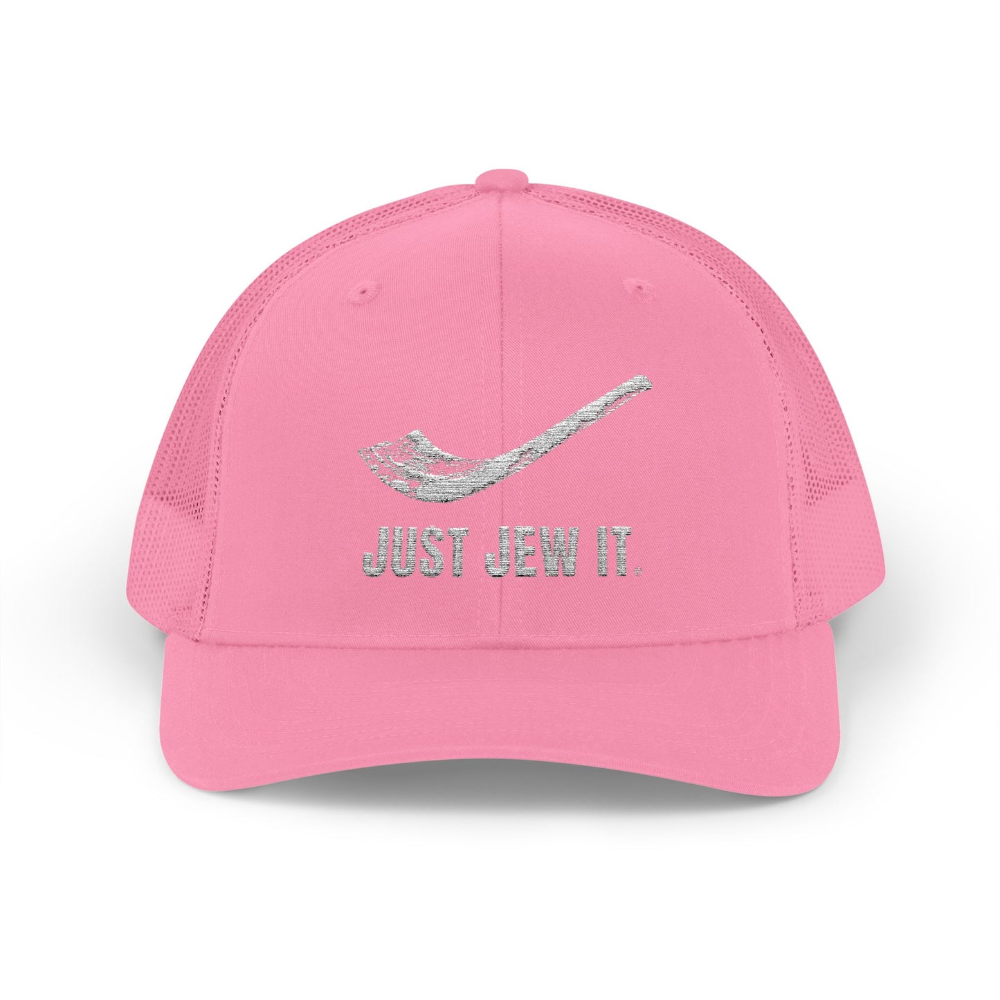 Embroidered Just Jew It® Official Snapback Trucker Cap - Stylish Mesh Hat for Jewish Culture & Pride