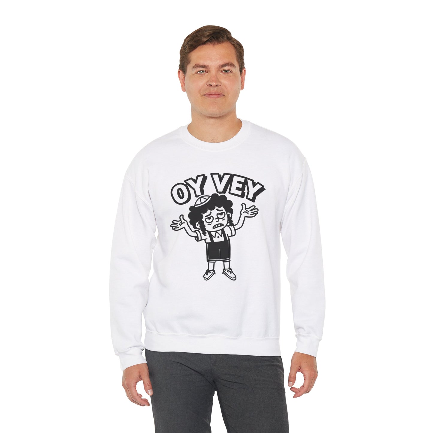 Oy Vey Tired Kid - Adult Sweatshirt Funny Gift for Food Lovers, Cozy Crewneck for Everyday Wear, Perfect for Holidays & Casual Events