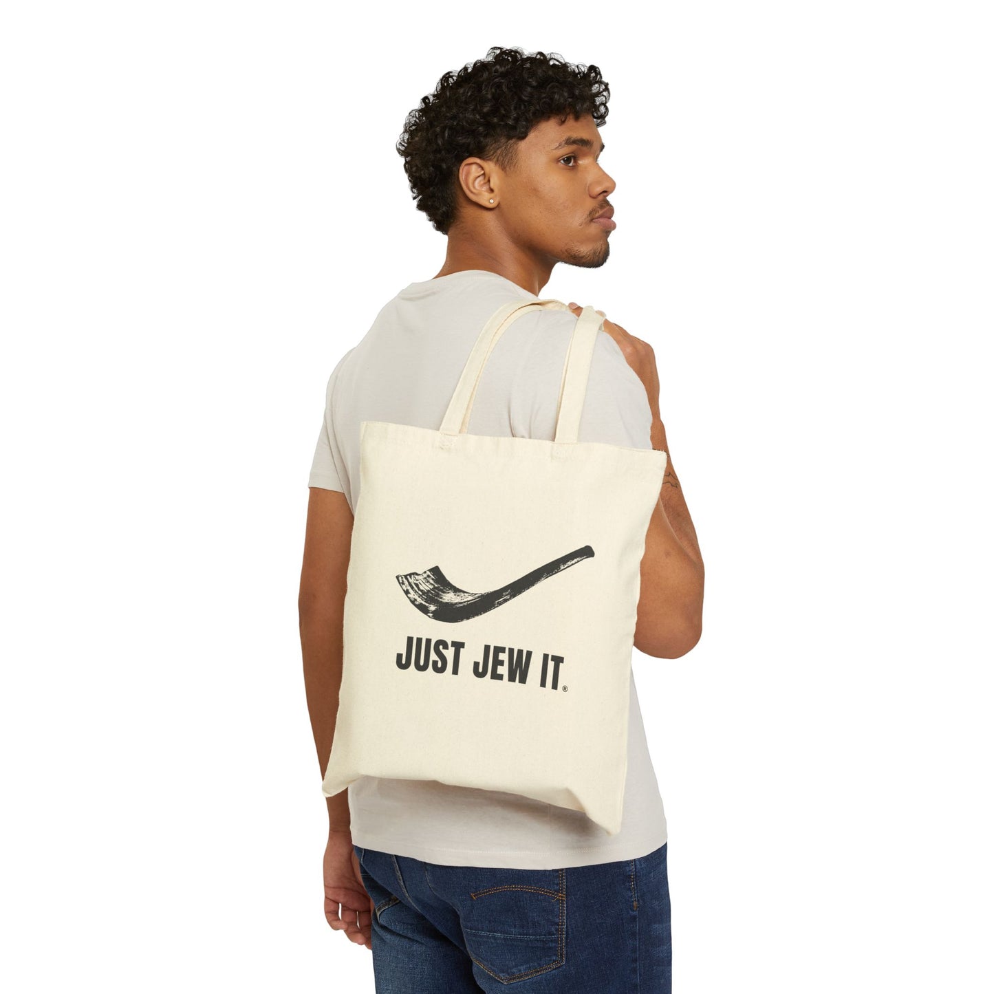Just Jew It® Shofar - Cotton Canvas Bag, Grocery Shopping, Eco-Friendly Gift, Casual Outing