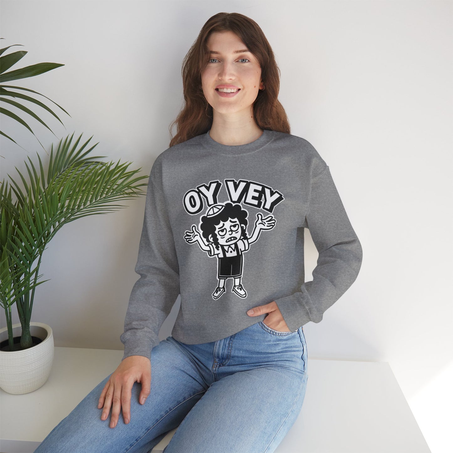 Oy Vey Tired Kid - Adult Sweatshirt Funny Gift for Food Lovers, Cozy Crewneck for Everyday Wear, Perfect for Holidays & Casual Events