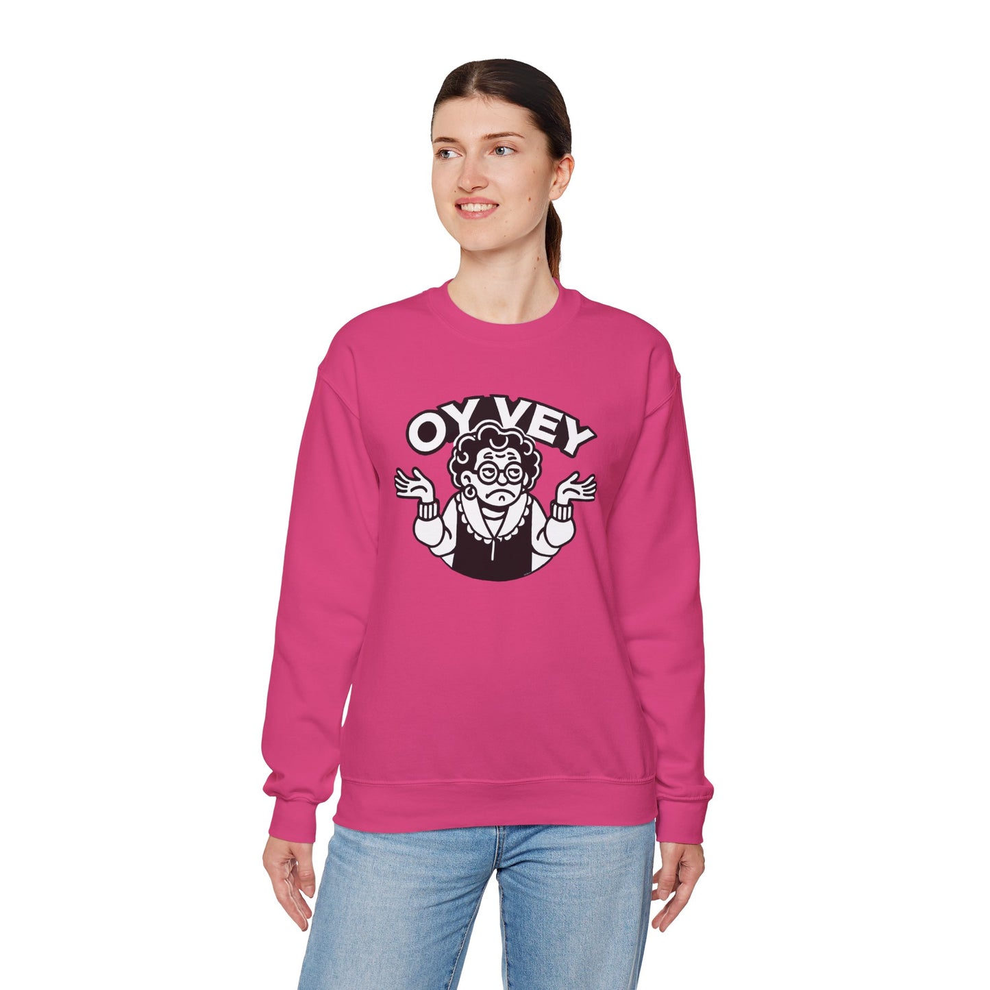 Oy Vey All Day - Granny Shrug Sweater Funny Gift for Food Lovers, Cozy Crewneck for Everyday Wear, Perfect for Holidays & Casual Events