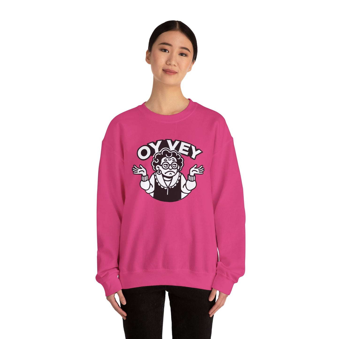 Oy Vey All Day - Granny Shrug Sweater Funny Gift for Food Lovers, Cozy Crewneck for Everyday Wear, Perfect for Holidays & Casual Events
