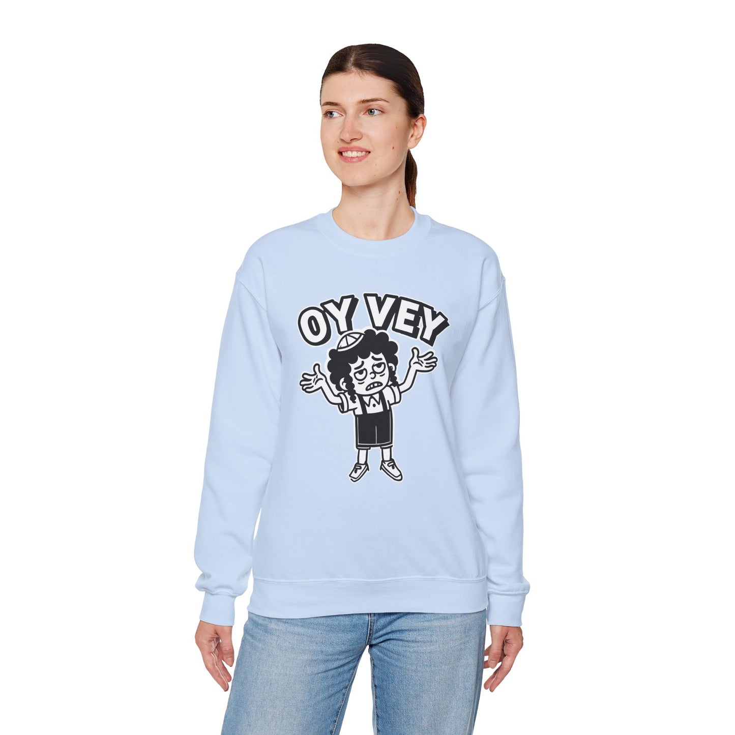 Oy Vey Tired Kid - Adult Sweatshirt Funny Gift for Food Lovers, Cozy Crewneck for Everyday Wear, Perfect for Holidays & Casual Events