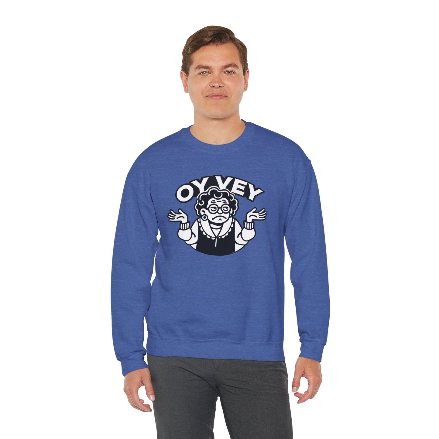 Oy Vey All Day - Granny Shrug Sweater Funny Gift for Food Lovers, Cozy Crewneck for Everyday Wear, Perfect for Holidays & Casual Events