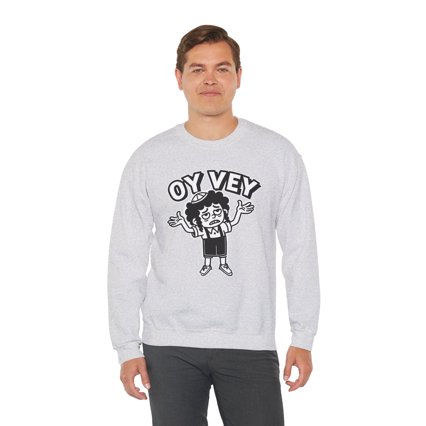 Oy Vey Tired Kid - Adult Sweatshirt Funny Gift for Food Lovers, Cozy Crewneck for Everyday Wear, Perfect for Holidays & Casual Events