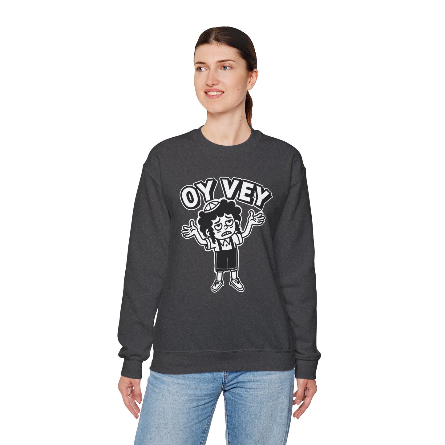 Oy Vey Tired Kid - Adult Sweatshirt Funny Gift for Food Lovers, Cozy Crewneck for Everyday Wear, Perfect for Holidays & Casual Events