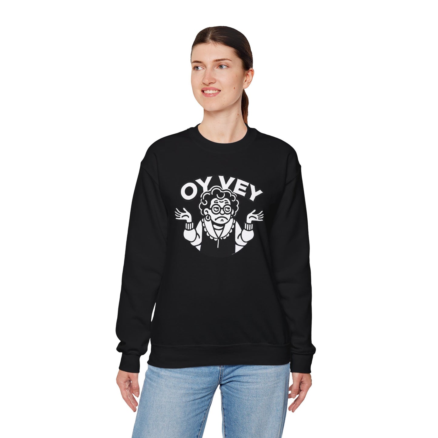 Oy Vey All Day - Granny Shrug Sweater Funny Gift for Food Lovers, Cozy Crewneck for Everyday Wear, Perfect for Holidays & Casual Events