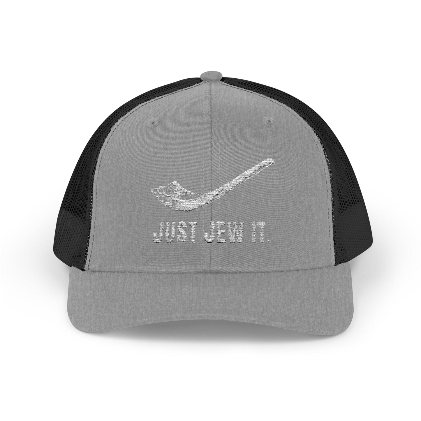 Embroidered Just Jew It® Official Snapback Trucker Cap - Stylish Mesh Hat for Jewish Culture & Pride