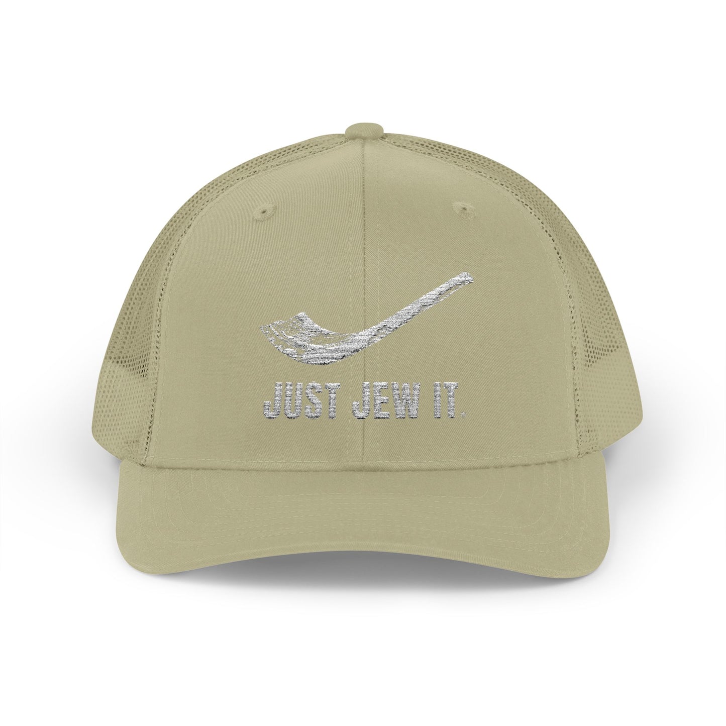 Embroidered Just Jew It® Official Snapback Trucker Cap - Stylish Mesh Hat for Jewish Culture & Pride