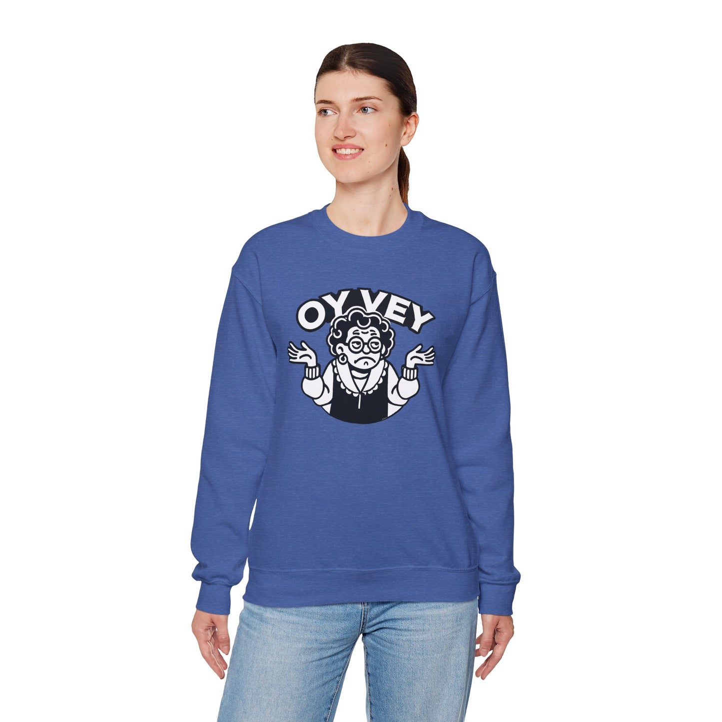 Oy Vey All Day - Granny Shrug Sweater Funny Gift for Food Lovers, Cozy Crewneck for Everyday Wear, Perfect for Holidays & Casual Events